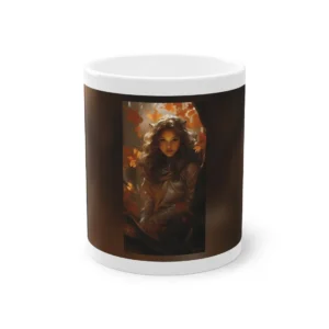 Girl Among Autumn Leaves Mug