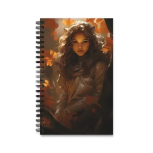 Girl Among Autumn Leaves Spiral Notebook