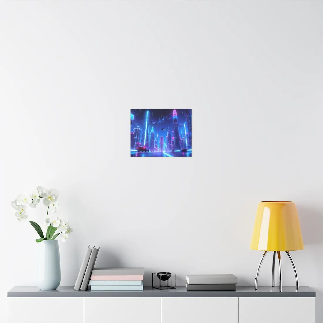 Vibrant Futuristic Cityscape: Neon Lights at Night - Canvas