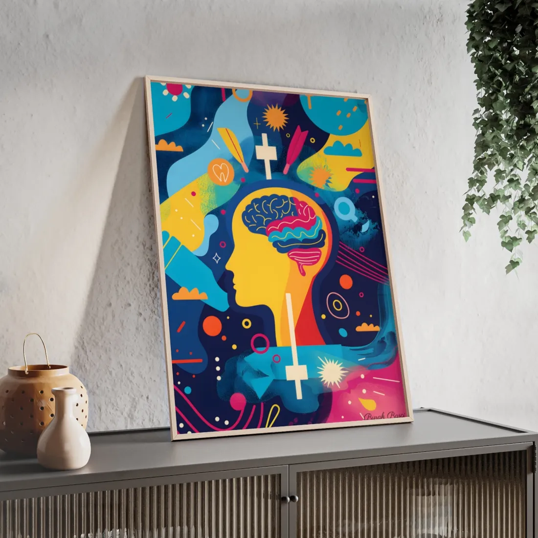 Vibrant Growth Mindset: Inspirational Quote on a Colorful Background - Framed Poster