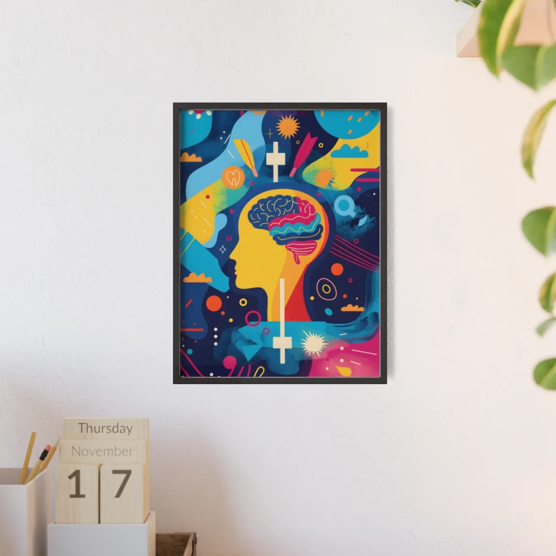 Vibrant Growth Mindset: Inspirational Quote on a Colorful Background - Framed Poster
