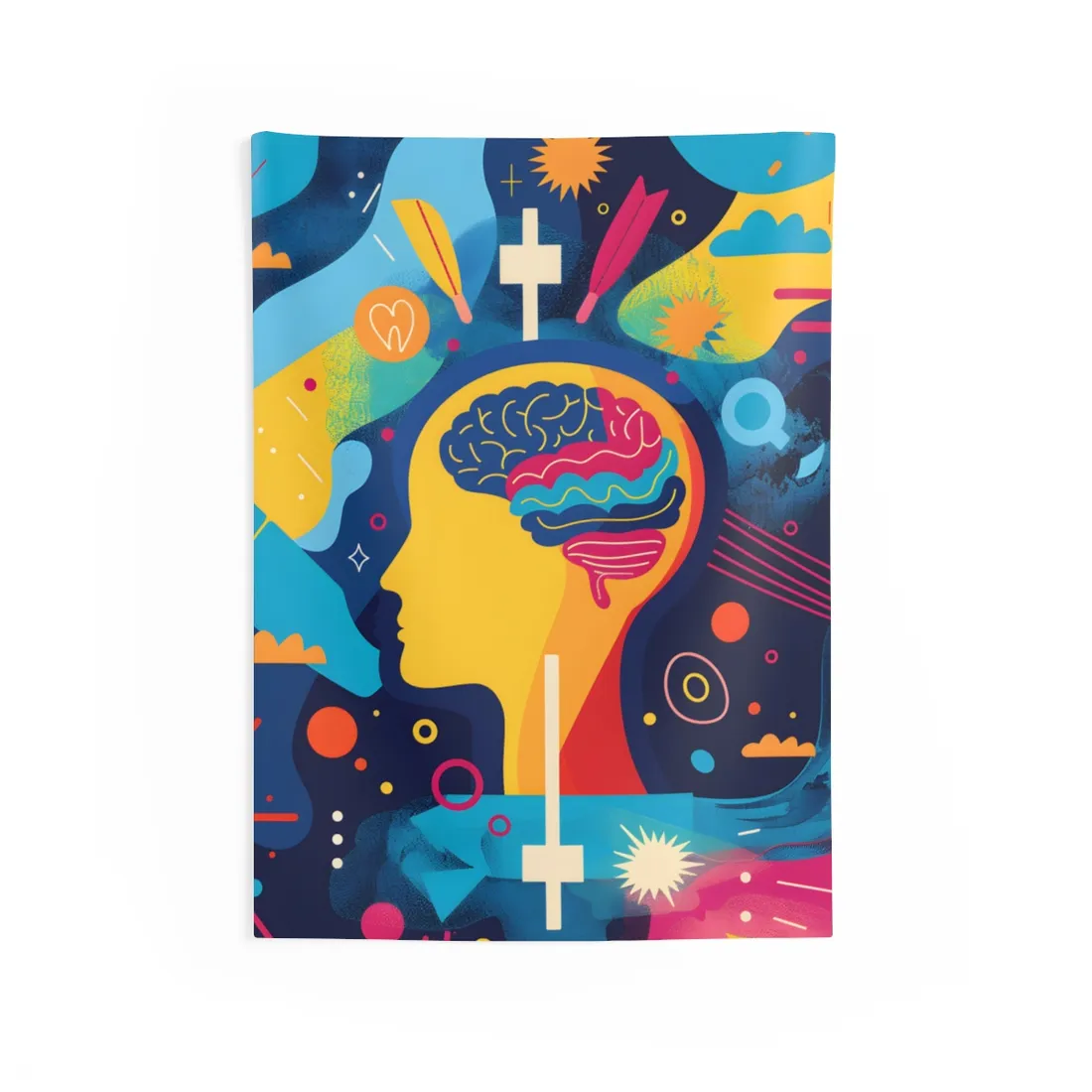 Vibrant Growth Mindset: Inspirational Quote on a Colorful Background - Wall Tapestry