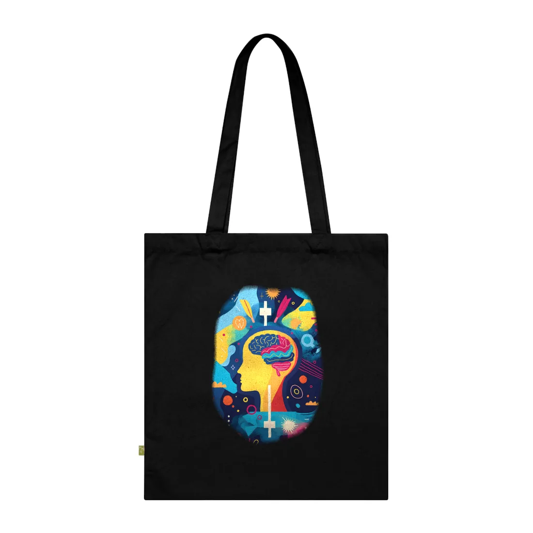 Vibrant Growth Mindset: Inspirational Quote on a Colorful Background - Tote Bag (Black)