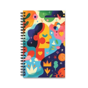 Colorful Profile Face with Flowers Spiral Notebook