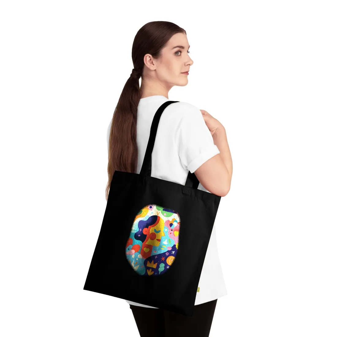 Vibrant Growth Mindset Quote: Colorful Inspiration Art - Tote Bag (Black)