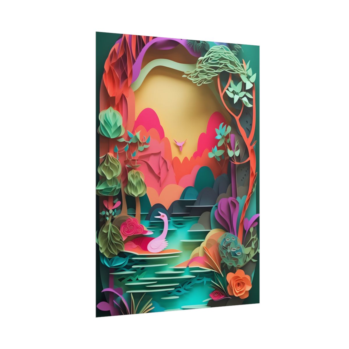 Vibrant Indian Landscape: Colorful Paper Quilling Artwork - Poster