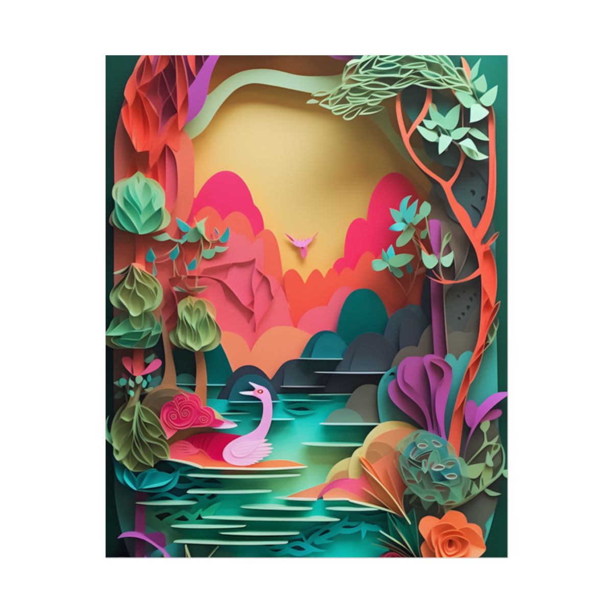 Vibrant Indian Landscape: Colorful Paper Quilling Artwork - Poster