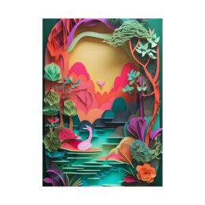 Paper Cut Swan on Lake Poster