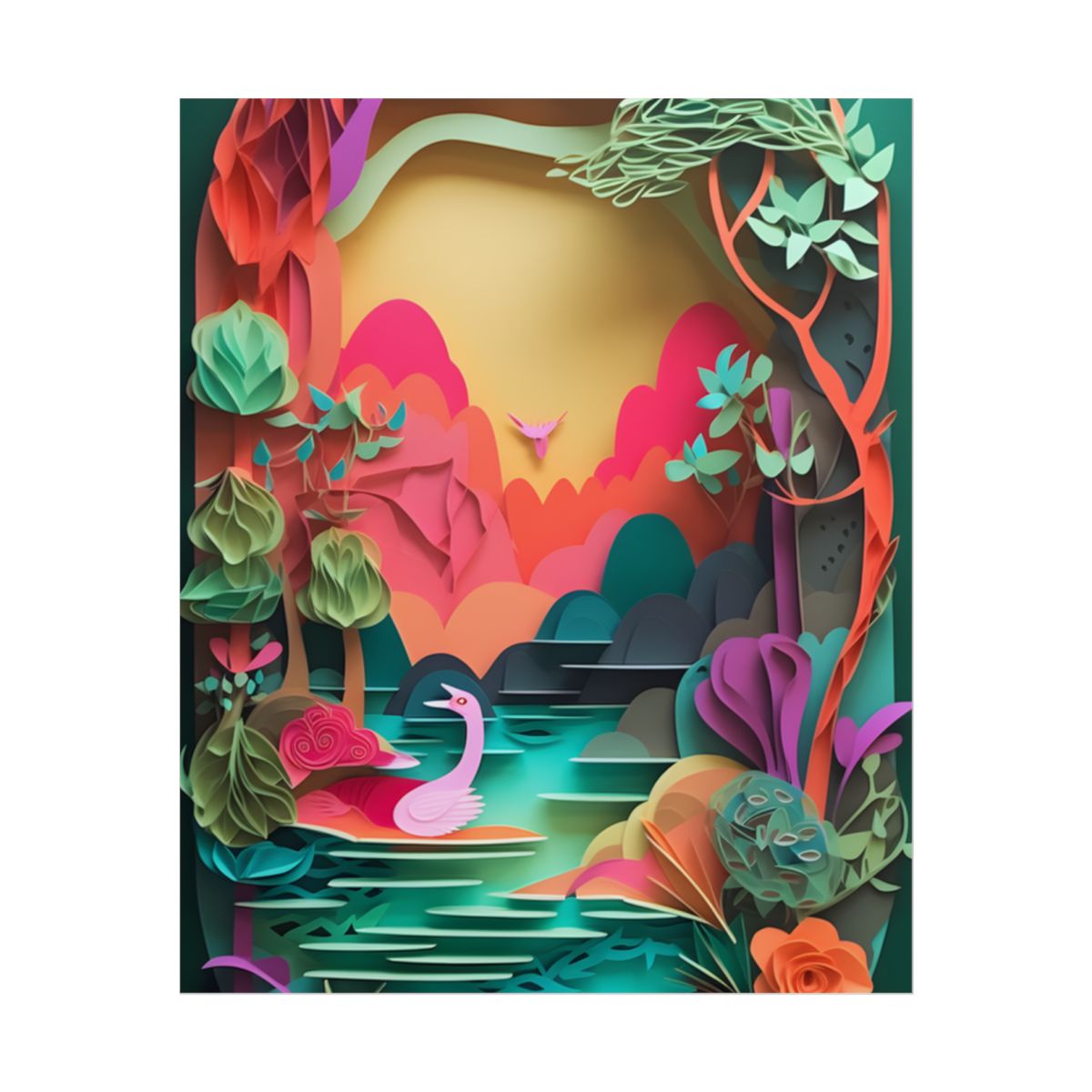 Vibrant Indian Landscape: Colorful Paper Quilling Artwork - Poster