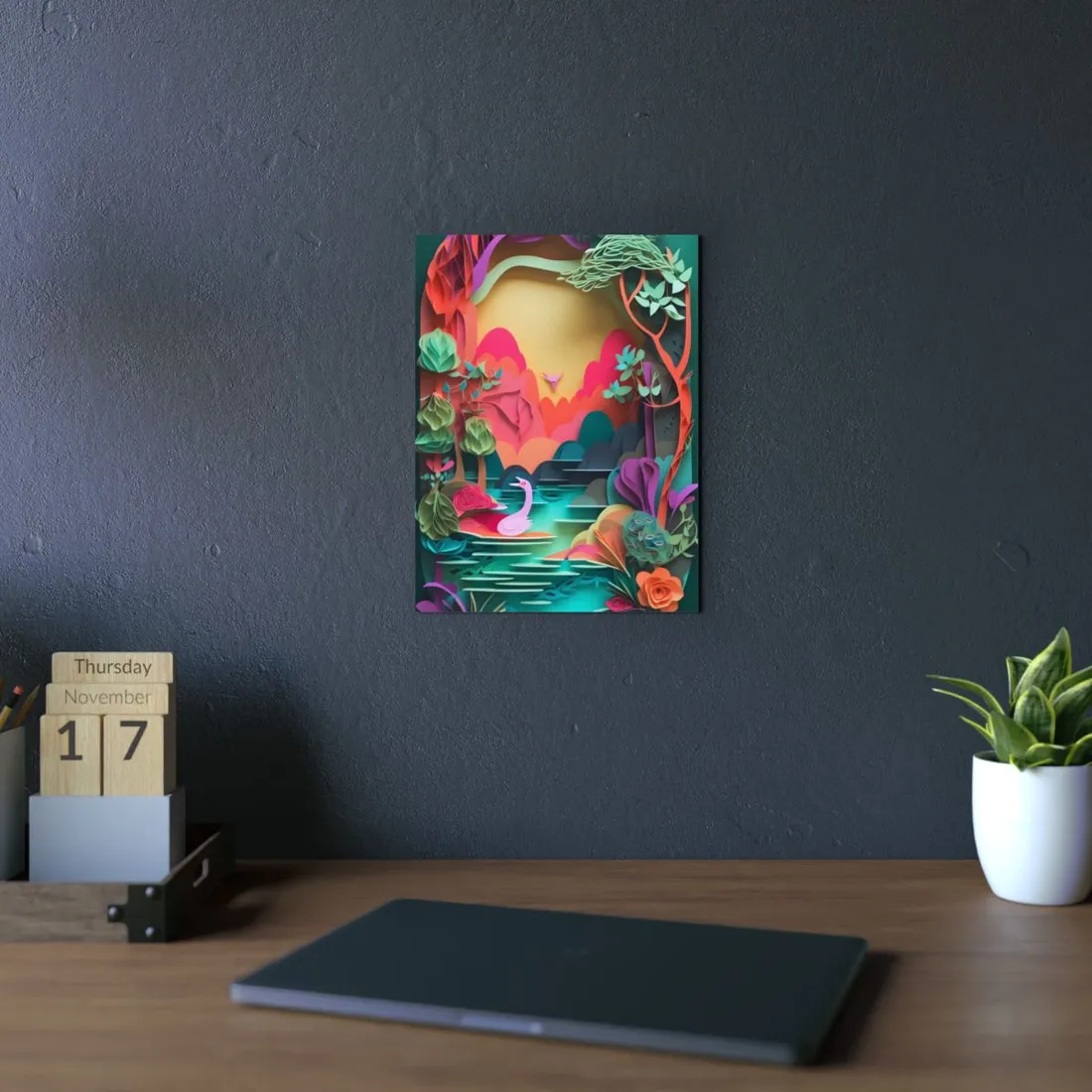 Vibrant Indian Landscape: Colorful Paper Quilling - Metal Poster