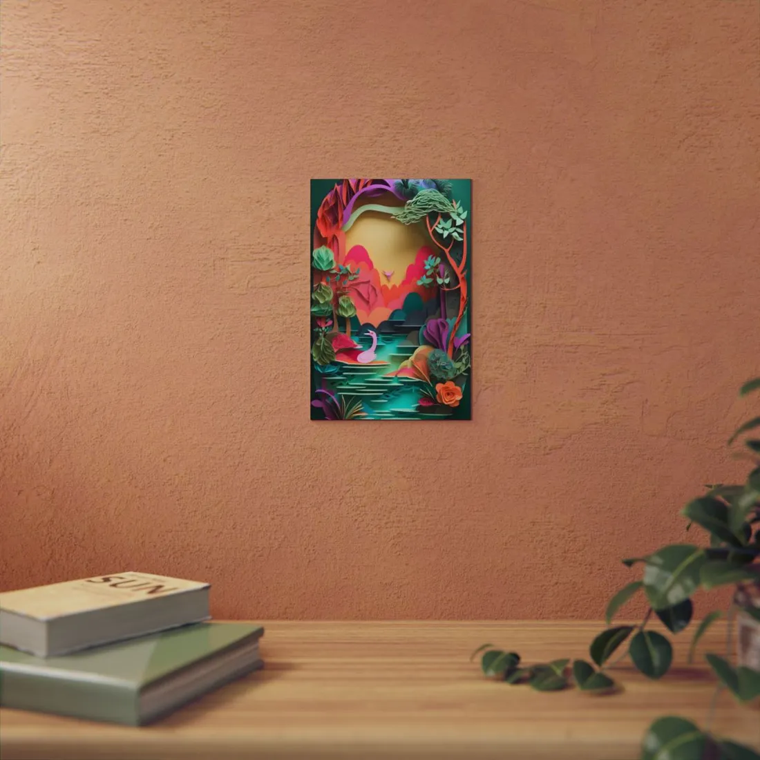 Vibrant Indian Landscape: Colorful Paper Quilling - Metal Poster