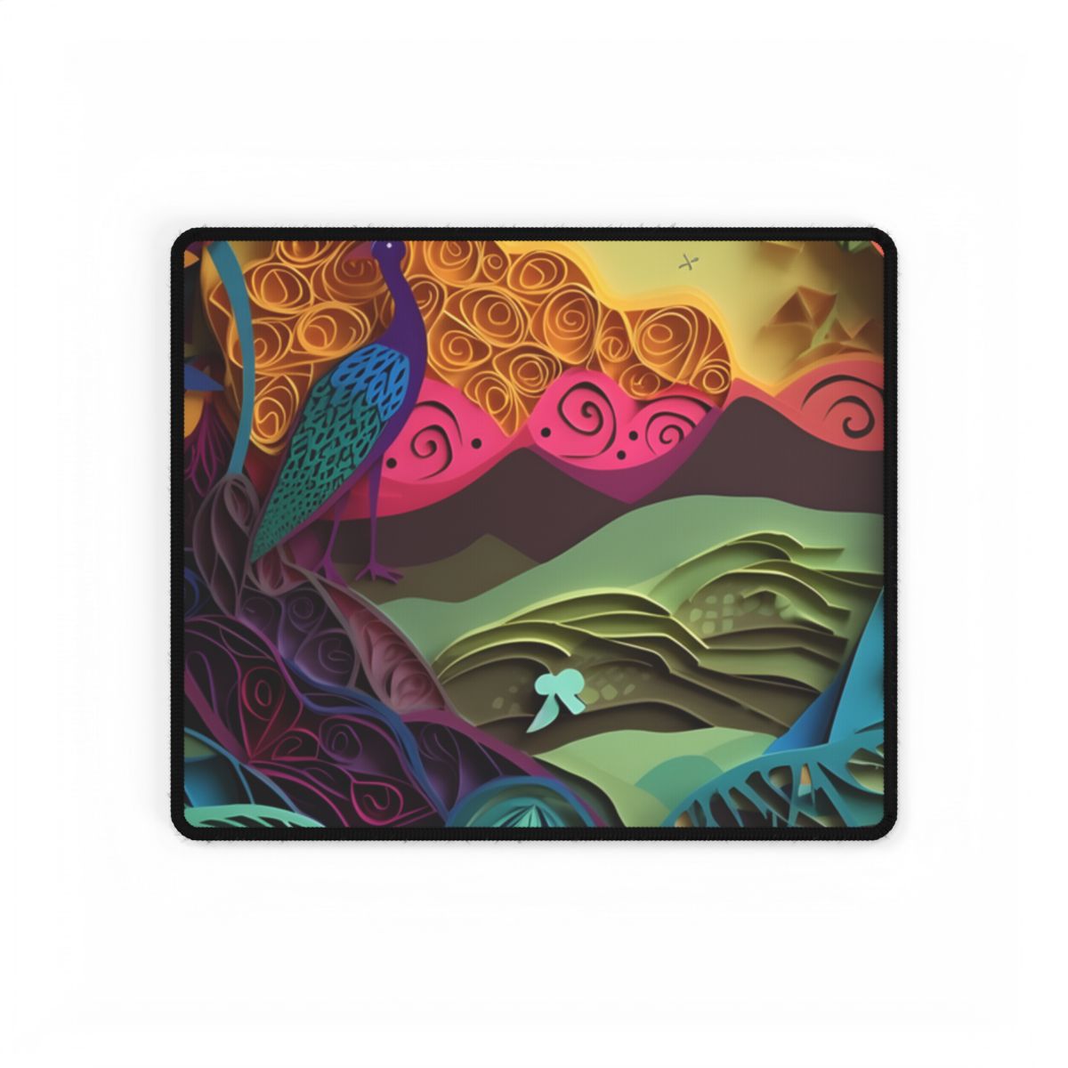 Vibrant Indian Quilling Art: Traditional Landscape Decoration - Desk Mat