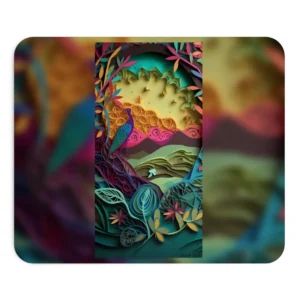 Peacock in Paper-Cut Landscape Mouse Pad