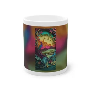 Peacock in Paper-Cut Landscape Mug