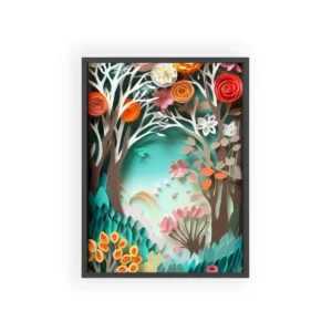 Paper Cut Flower Forest Framed Poster