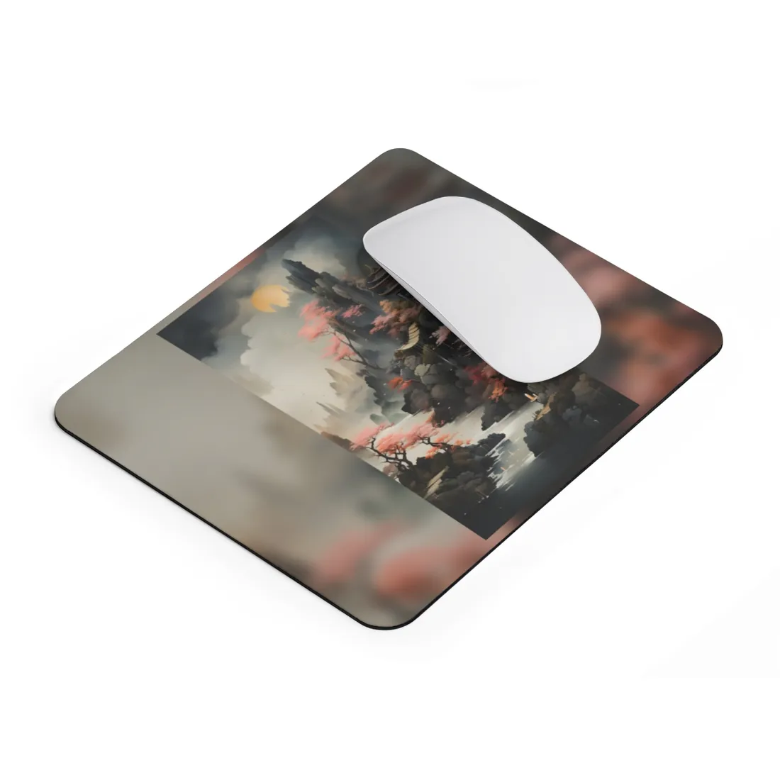 Vibrant Landscape in Moss Green: Ash Magenta - Mouse Pad