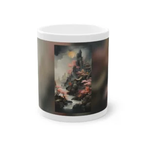 Misty Mountain Pagoda Landscape Mug