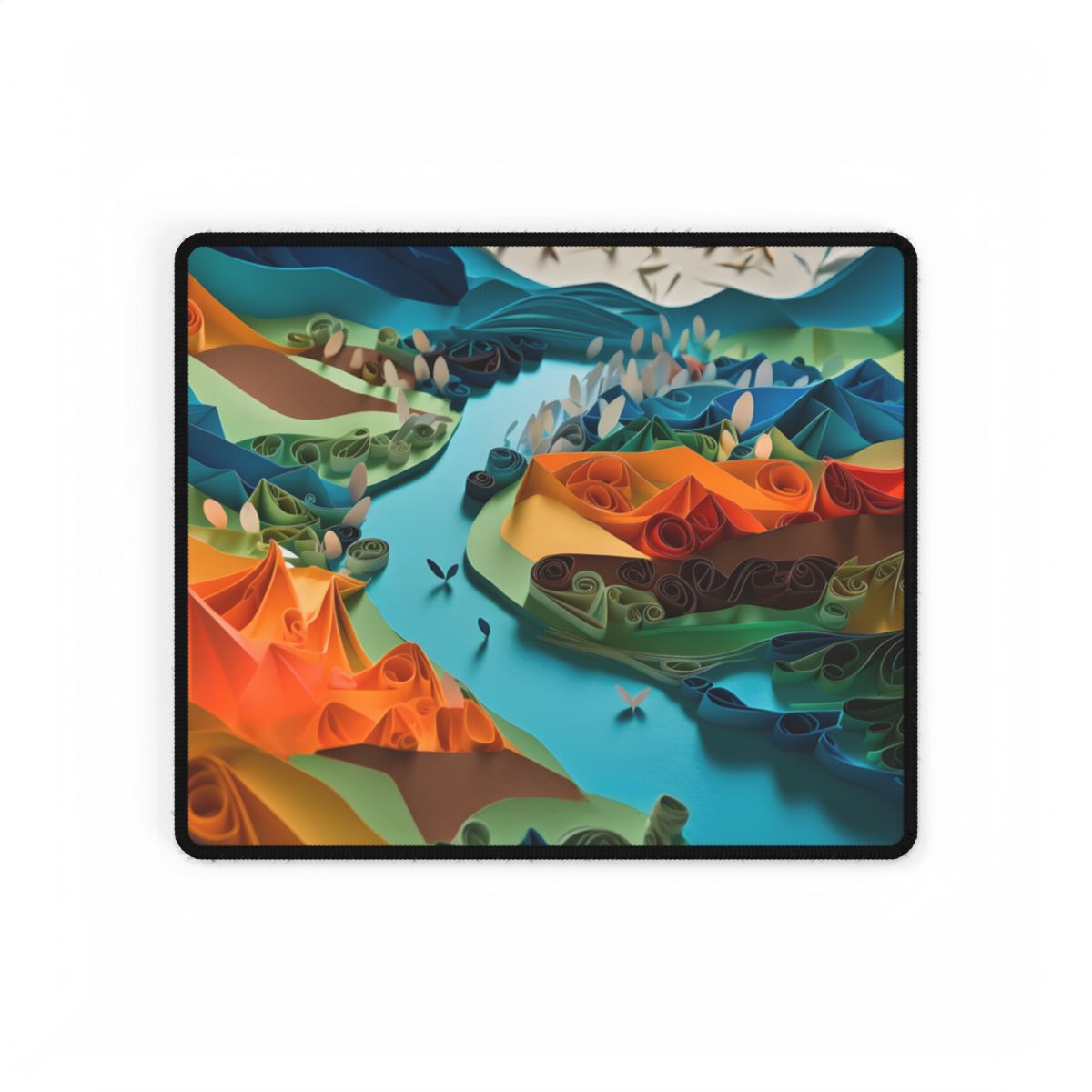 Vibrant Magical Beach: Colorful Paper Quilling Artwork - Desk Mat