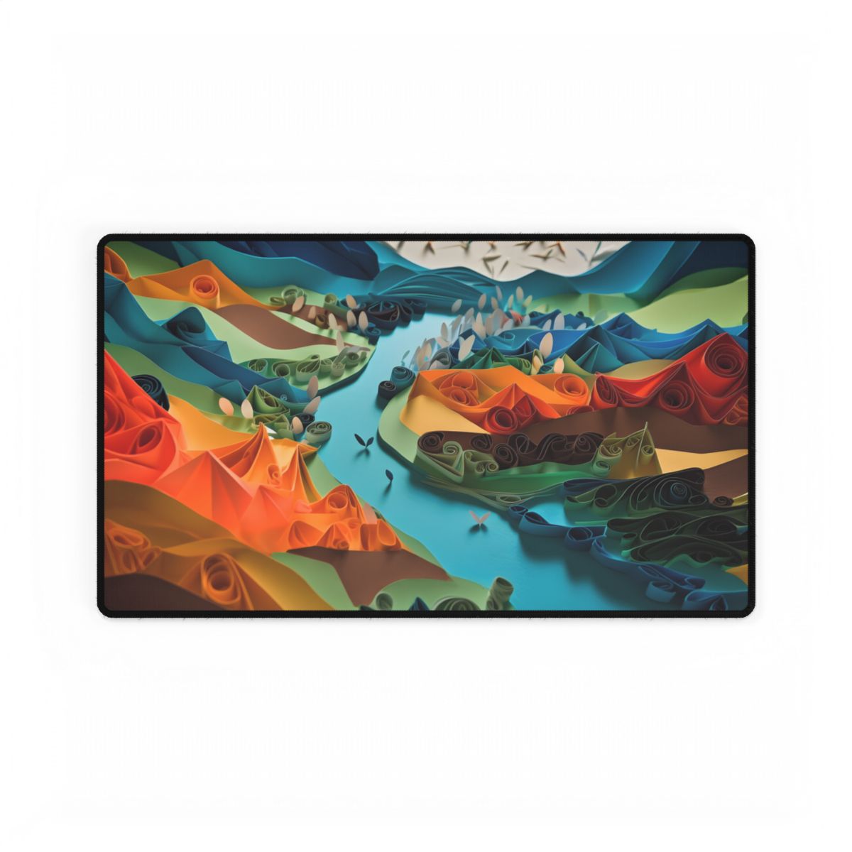 Vibrant Magical Beach: Colorful Paper Quilling Artwork - Desk Mat