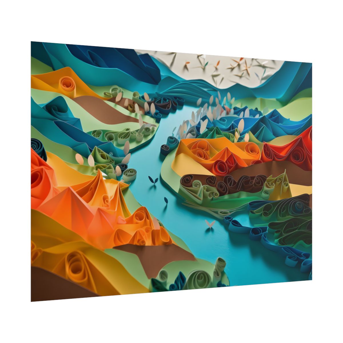 Vibrant Magical Beach: Colorful Paper Quilling Artwork - Poster