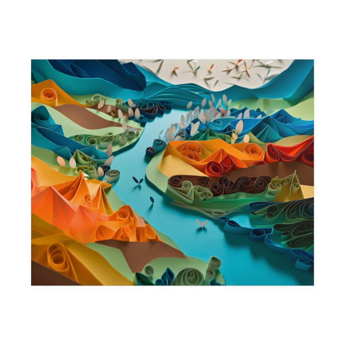 Vibrant Magical Beach: Colorful Paper Quilling Artwork - Poster