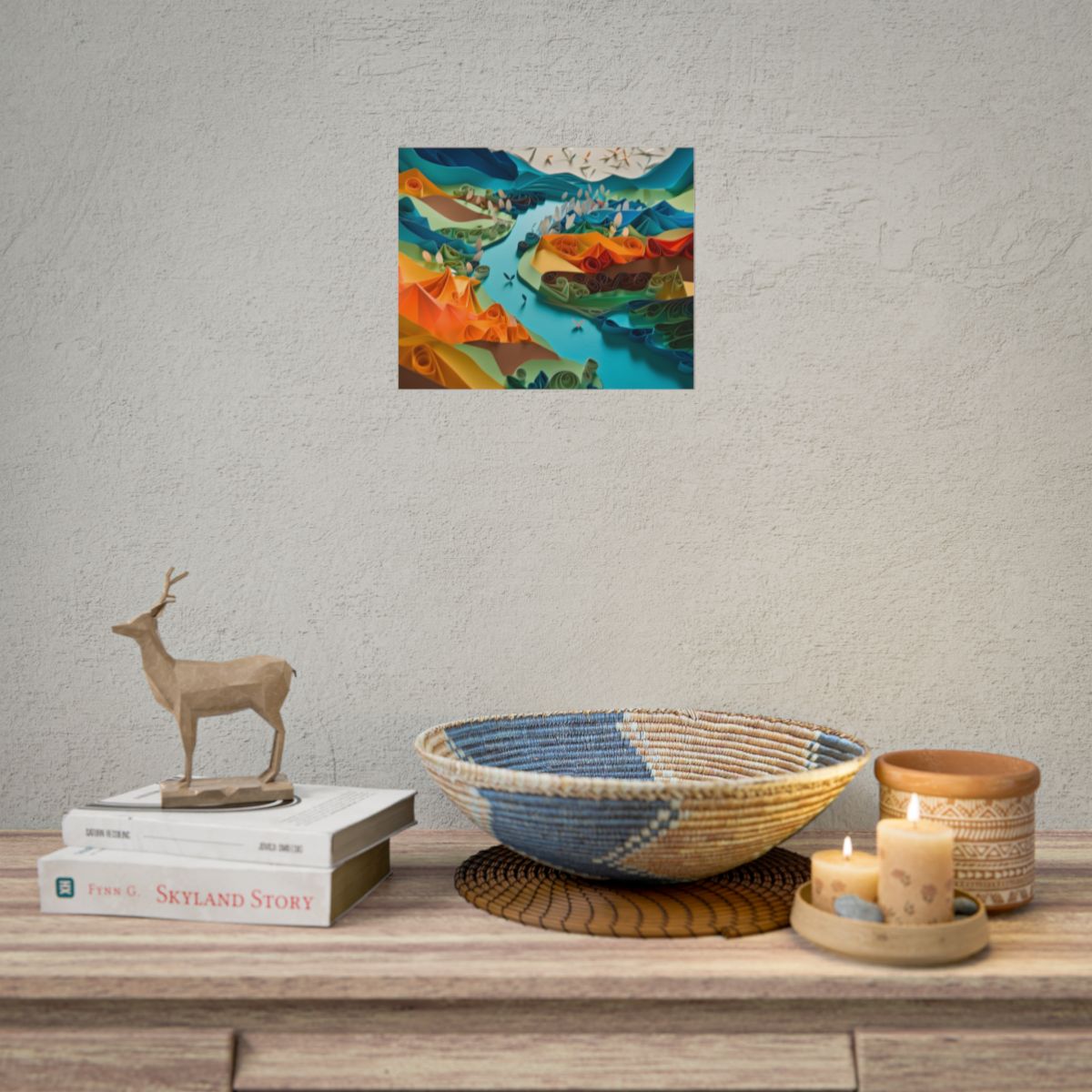 Vibrant Magical Beach: Colorful Paper Quilling Artwork - Poster