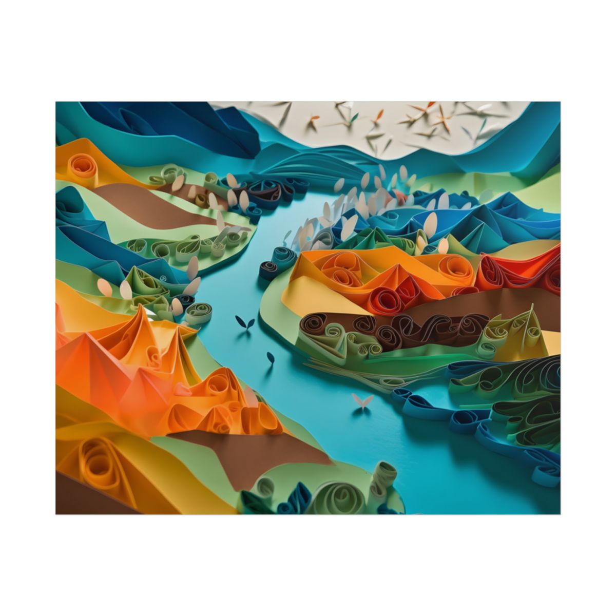 Vibrant Magical Beach: Colorful Paper Quilling Artwork - Poster