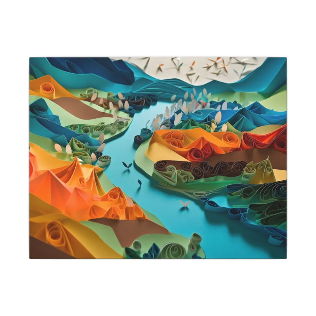 Vibrant Magical Beach: Colorful Paper Quilling - Canvas