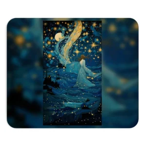 Woman in Starry Blue Sea Mouse Pad