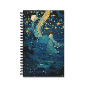 Woman in Starry Blue Sea Spiral Notebook