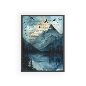 Mountain Lake with Birds Framed Poster