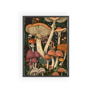 Assorted Mushrooms Illustration Framed Poster