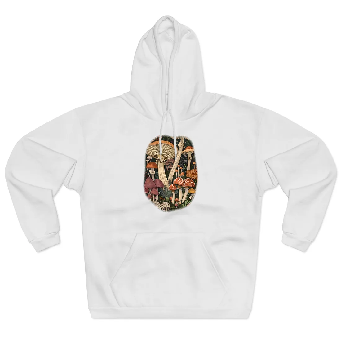 Vibrant Mushroom Art: Colorful Poster in Bloom - Hoodie (White)