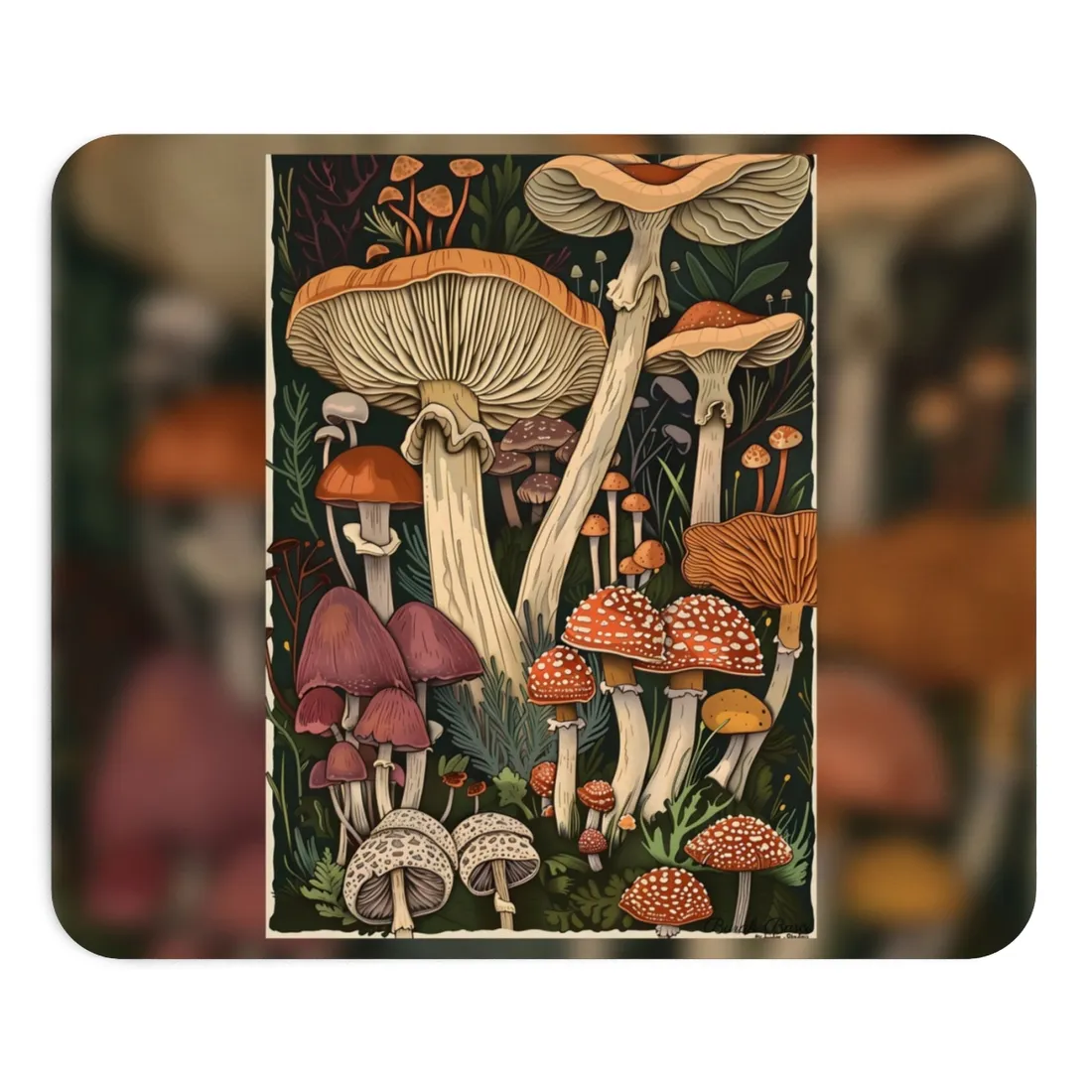 Vibrant Mushroom Art: Colorful Poster in Bloom - Mouse Pad