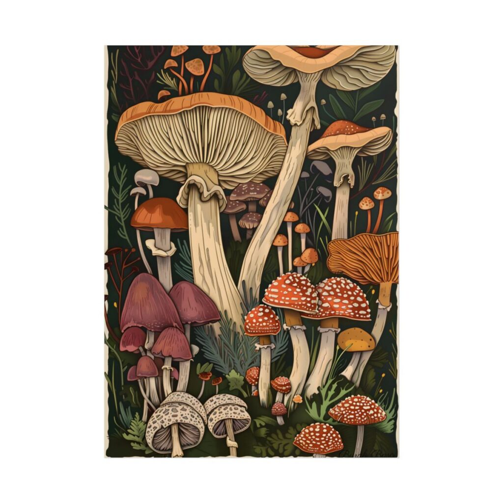 Vibrant Mushroom Art: Colorful Poster in Bloom - Poster