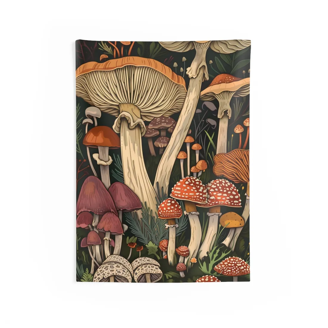 Vibrant Mushroom Art: Colorful Poster in Bloom - Wall Tapestry