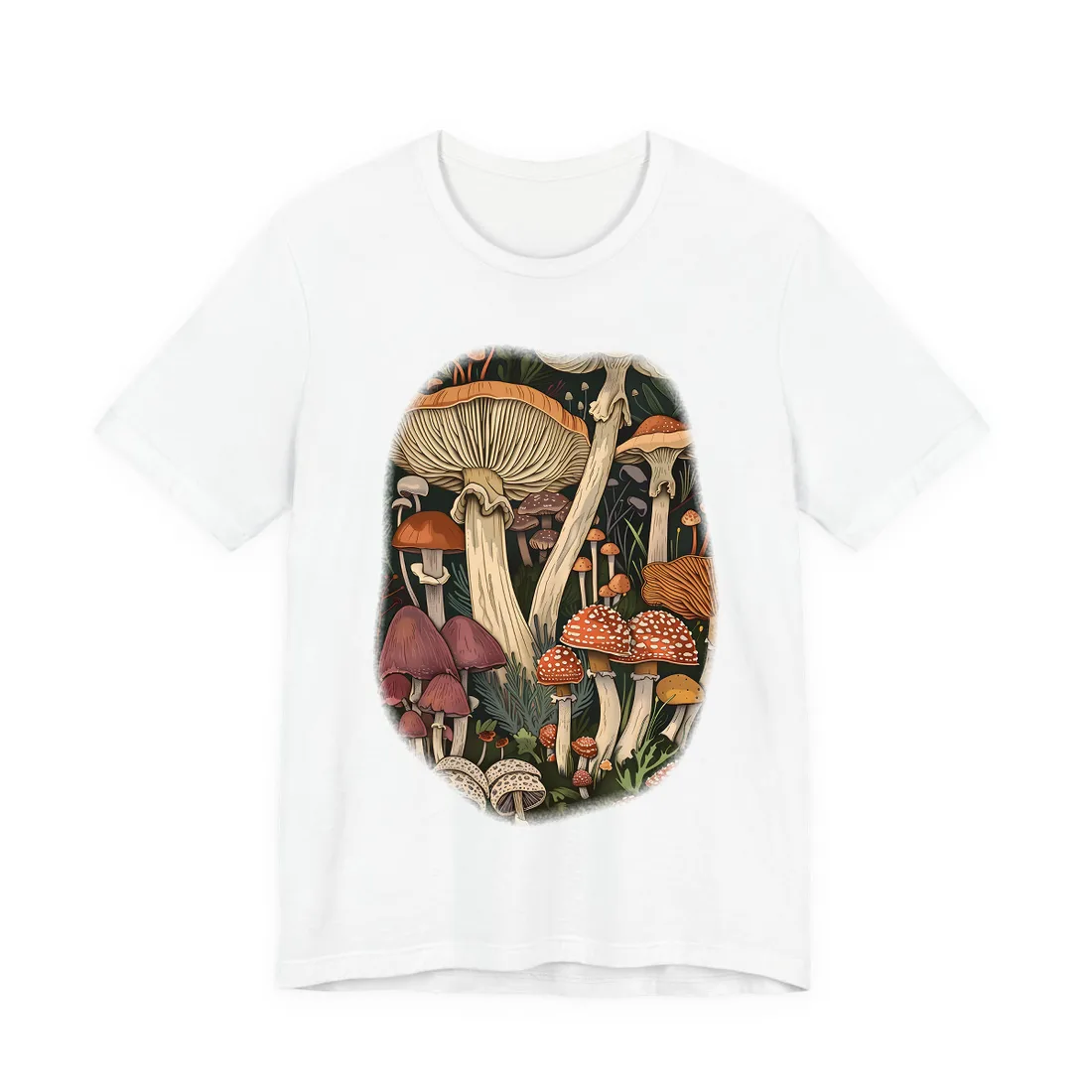 Vibrant Mushroom Art: Colorful Poster in Bloom - T-Shirt (White)