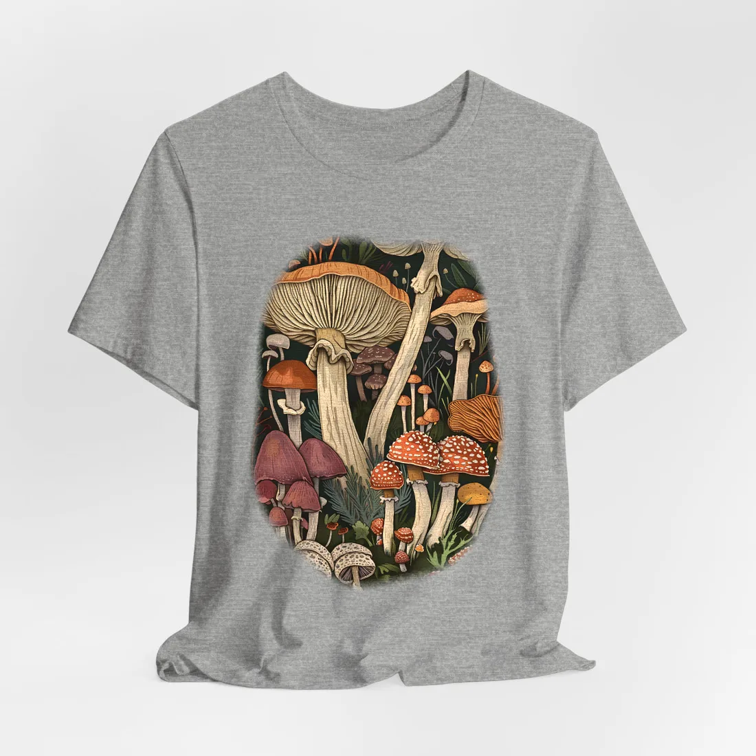 Vibrant Mushroom Art: Colorful Poster in Bloom - T-Shirt (Athletic Heather)