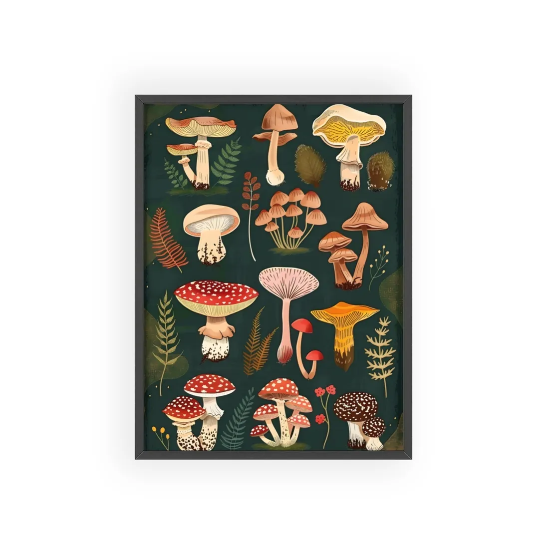 Vibrant Mushroom Poster: 2024 Batch - Framed Poster