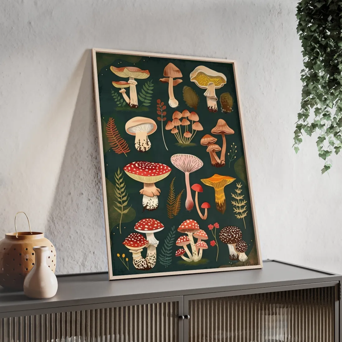 Vibrant Mushroom Poster: 2024 Batch - Framed Poster