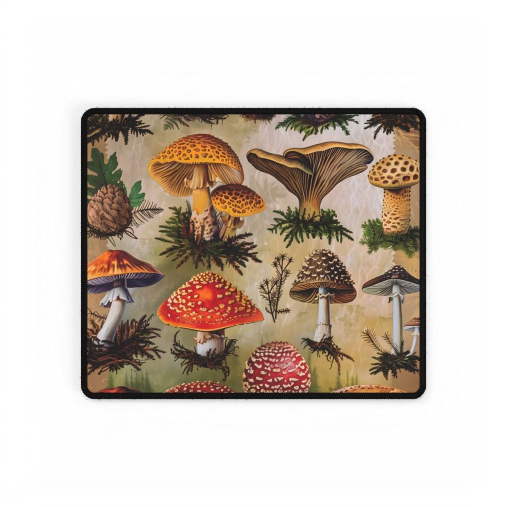 Vibrant Mushroom Poster: Colorful Fungi Artwork - Desk Mat
