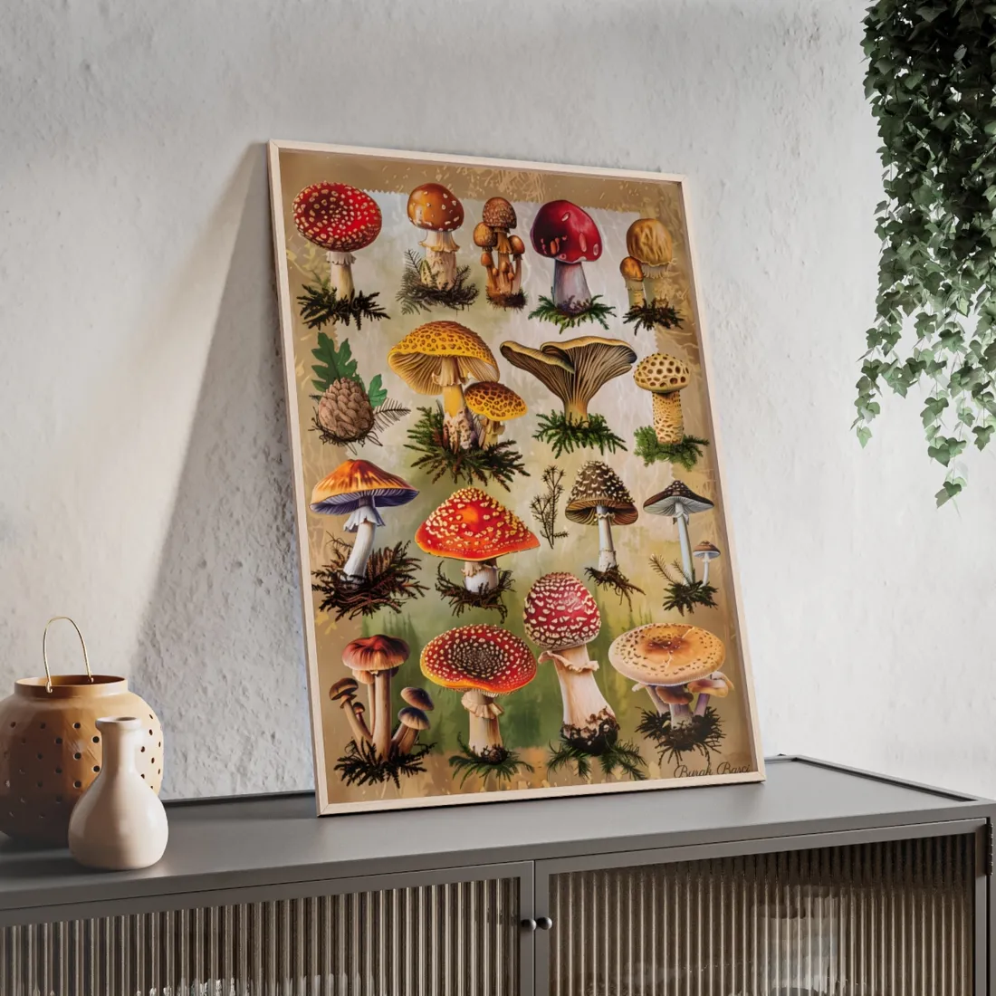 Vibrant Mushroom Poster: Colorful Fungi - Framed Poster