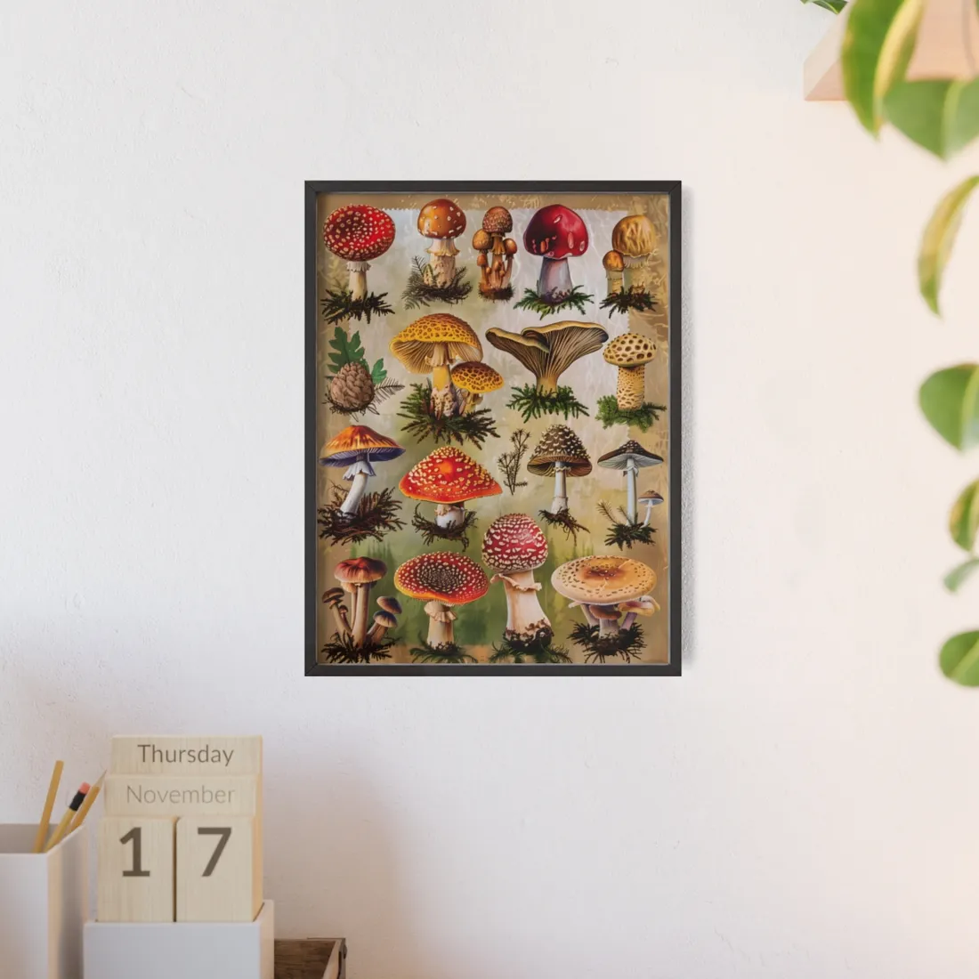 Vibrant Mushroom Poster: Colorful Fungi - Framed Poster