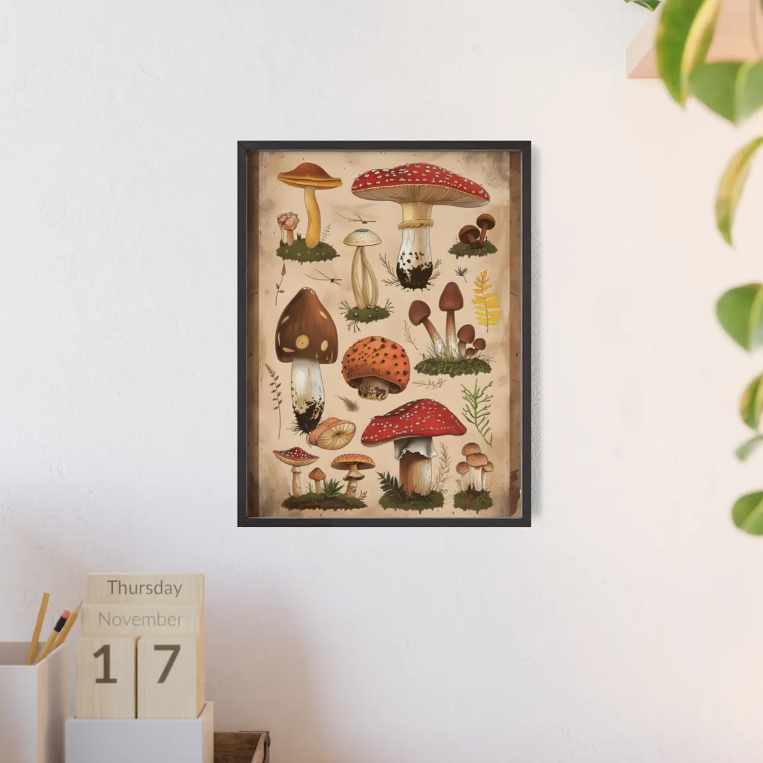 Vibrant Mushroom Species Poster: A Colorful Collection - Framed Poster