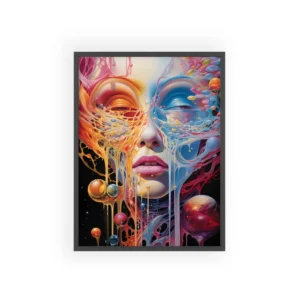 Melting Face with Glossy Spheres Framed Poster