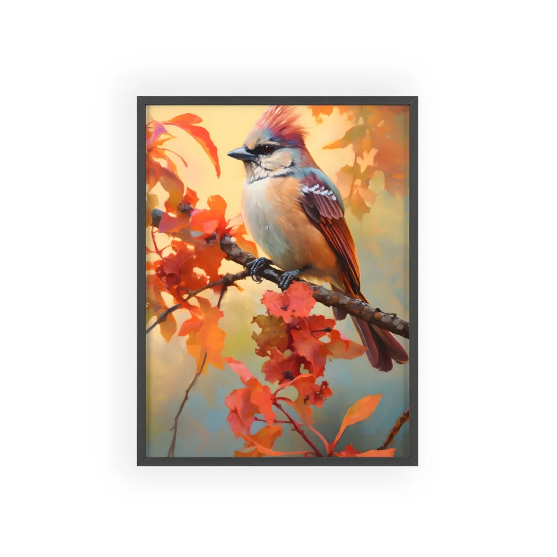 Vibrant Oak Branch: A Masterful Oil Painting - Framed Poster