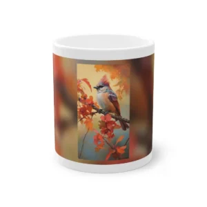 Crested Songbird on Autumn Branch Mug