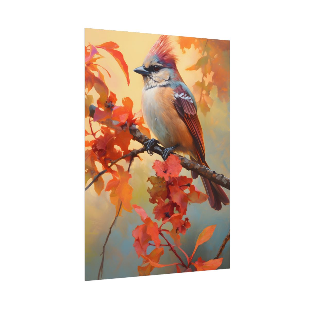 Vibrant Oak Branch: A Masterful Oil Painting - Poster