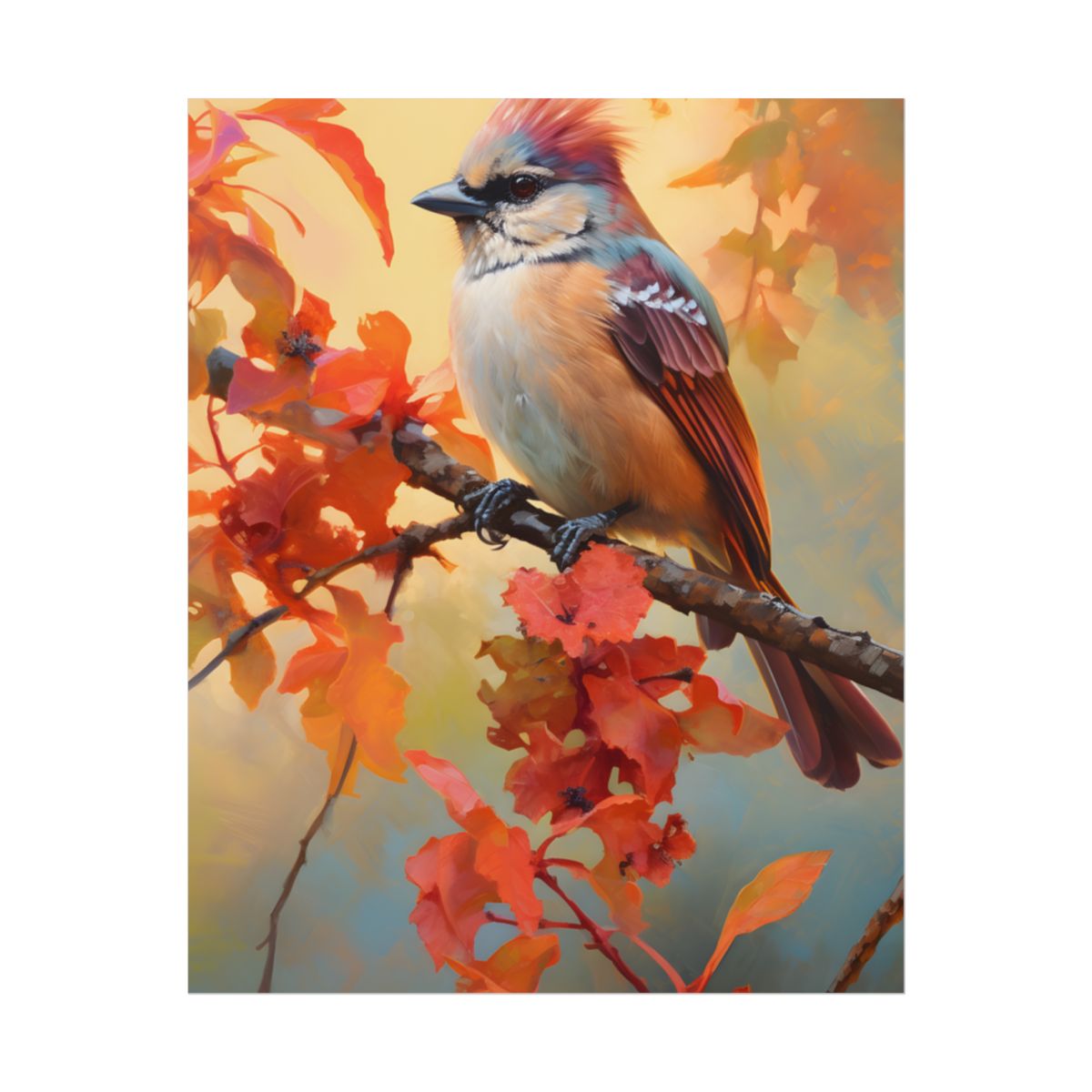 Vibrant Oak Branch: A Masterful Oil Painting - Poster