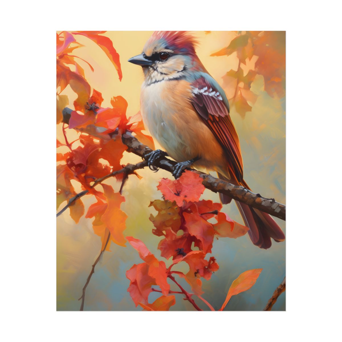 Vibrant Oak Branch: A Masterful Oil Painting - Poster